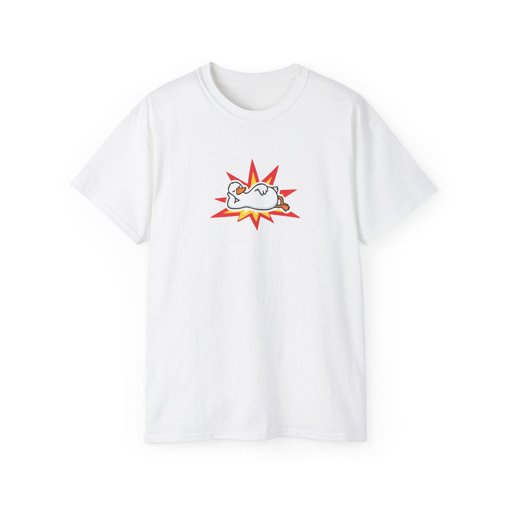 Ente auf Roller T-Shirt — "Komme um Probleme zu verursachen" Lustiges T-Shirt