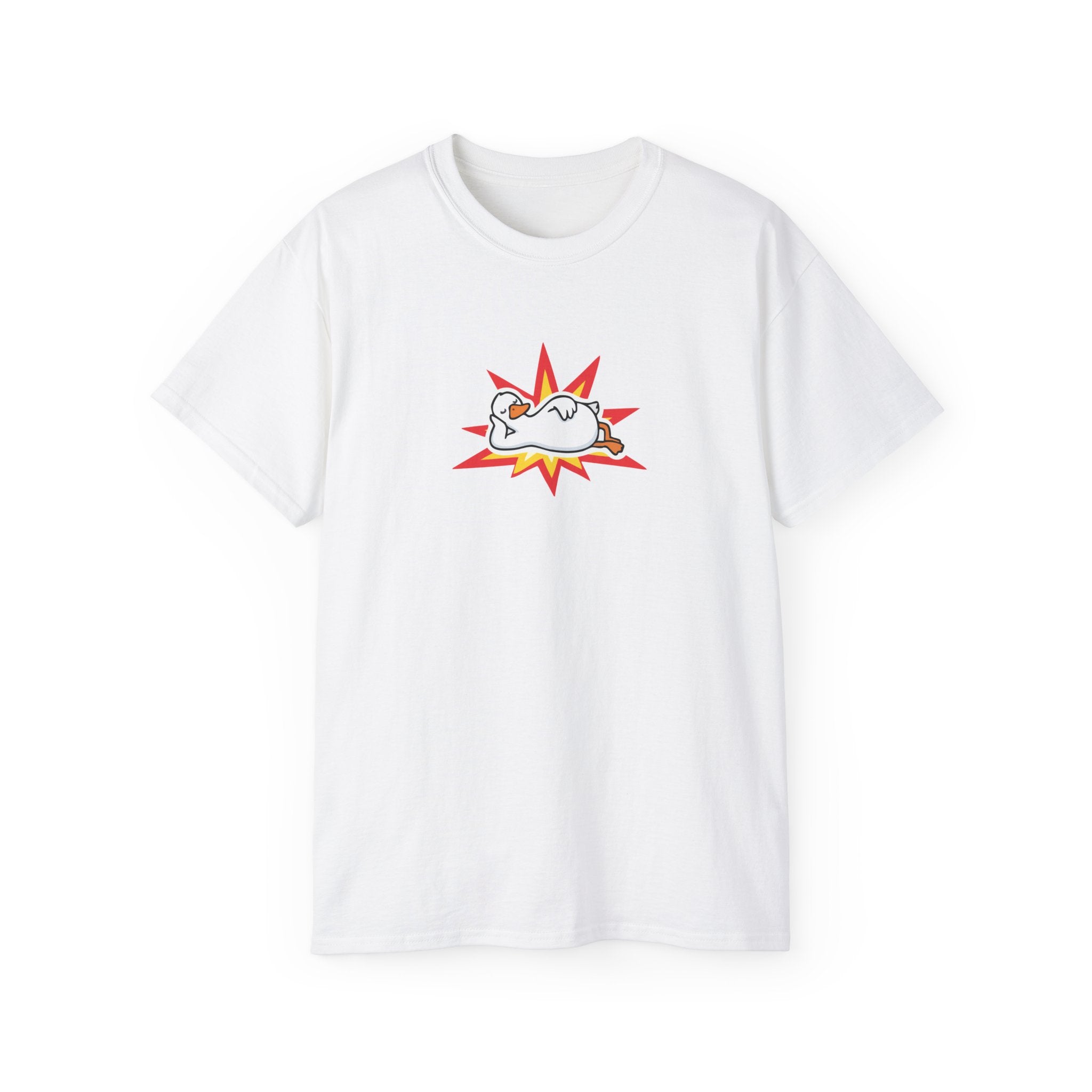 Ente auf Roller T-Shirt — "Komme um Probleme zu verursachen" Lustiges T-Shirt